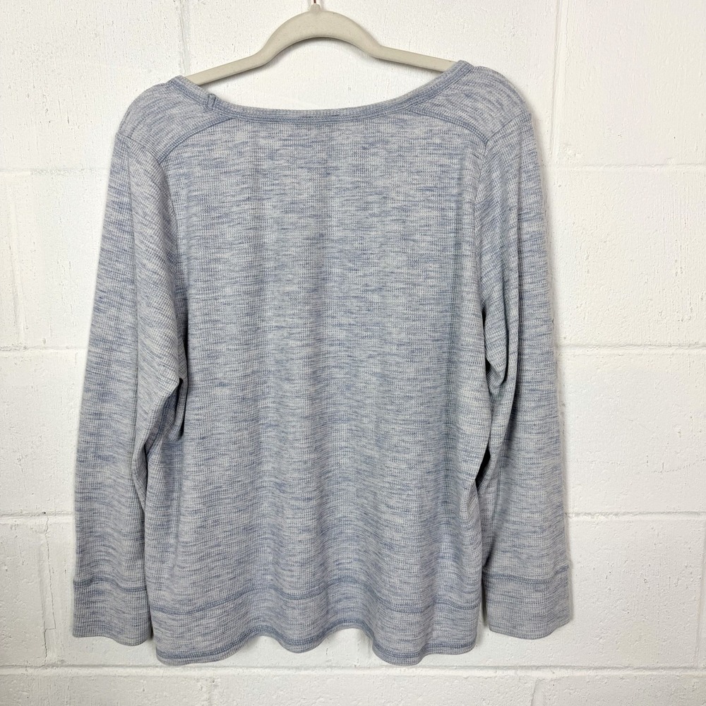 T by Talbots Thermal Top Blue Long Sleeve Casual Weekend Cozy Athleisure 2X - Picture 7 of 13